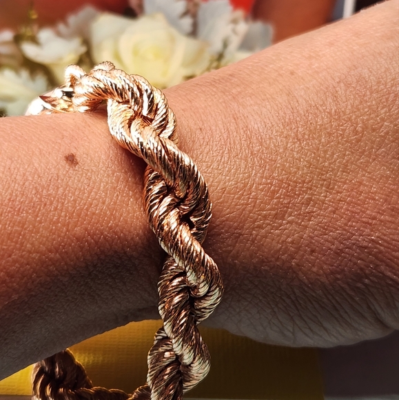 #2057, BRONZO ITALY, BRONZE MILOR ITALY ROPE BRACELET 8" ROSE TONE - Picture 6 of 8